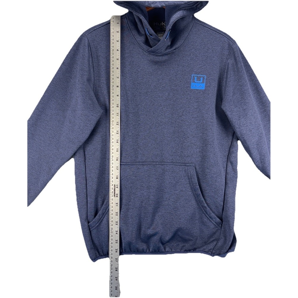 Huk Fishing Hoodie Heather Blue Performance Fleece Pullover Sweatshirt Outdoor S - Picture 10 of 12